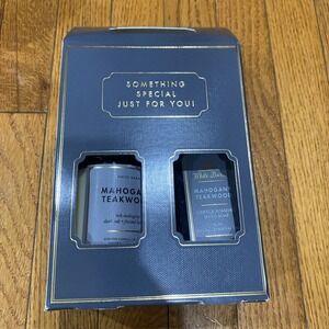 Bath And Body Works White Barn Mahogany Teakwood‎ Soap And Candle Gift Set